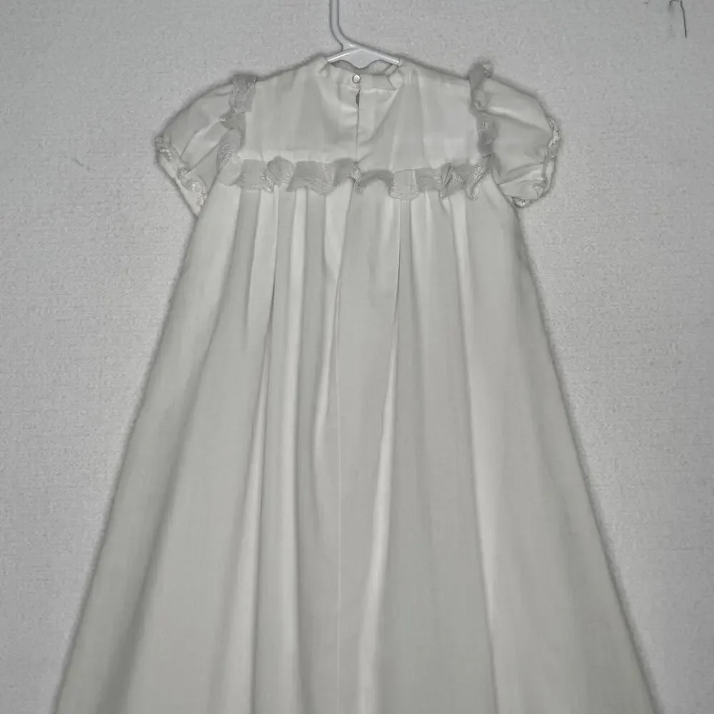 Vintage 1970s Handmade Christening Baptism Gown Lace Heirloom Baby 6-12M